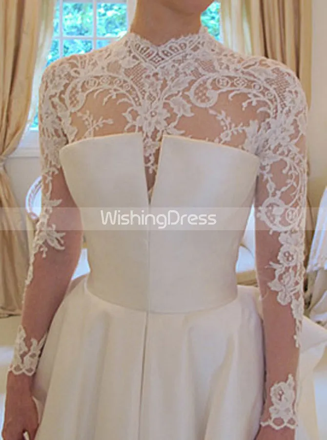Aline Wedding Dresses,Unique Bridal Dress,Cutout Back Wedding Dress,WD00084