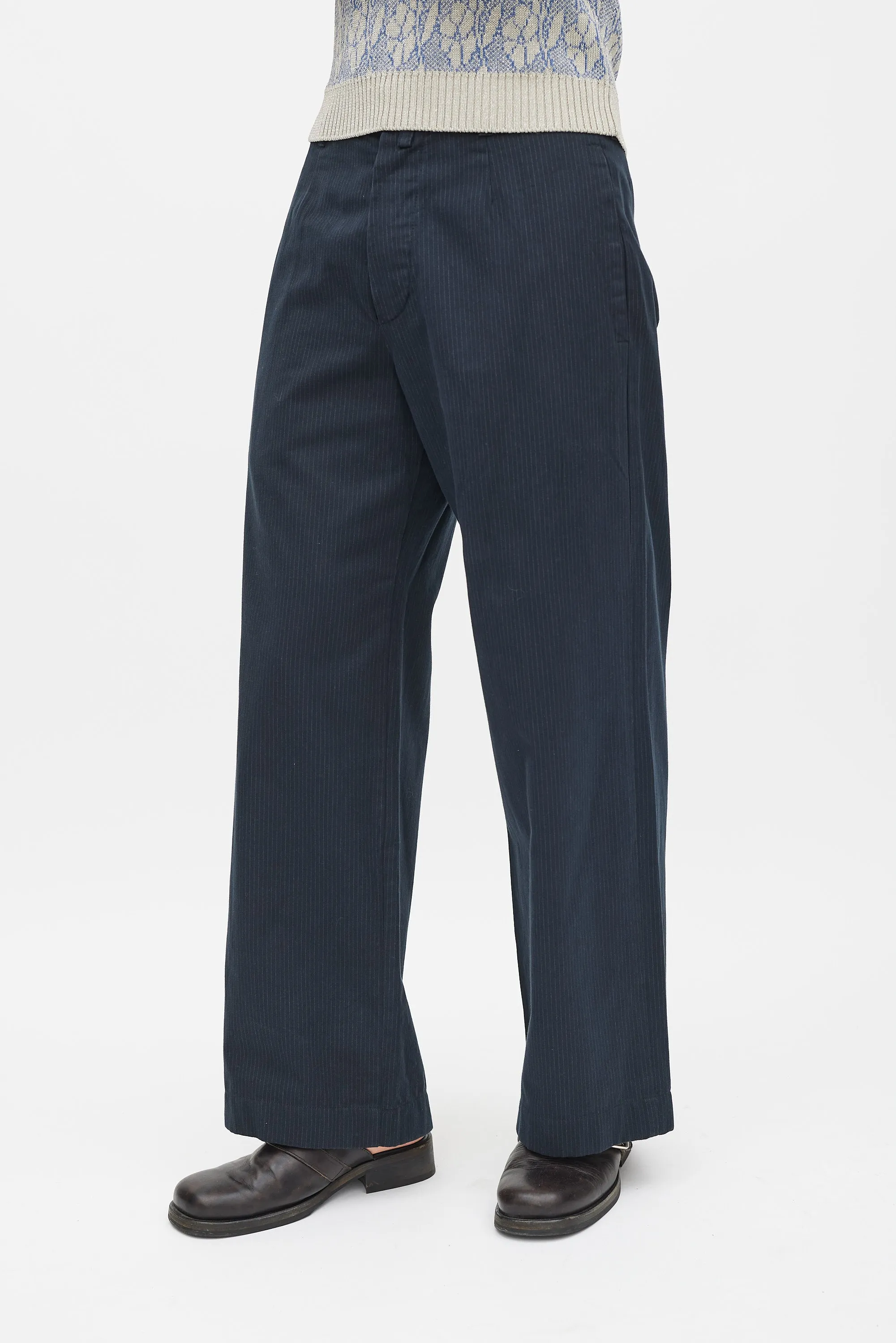 Black & Pink Pinstripe Wide Leg Trouser