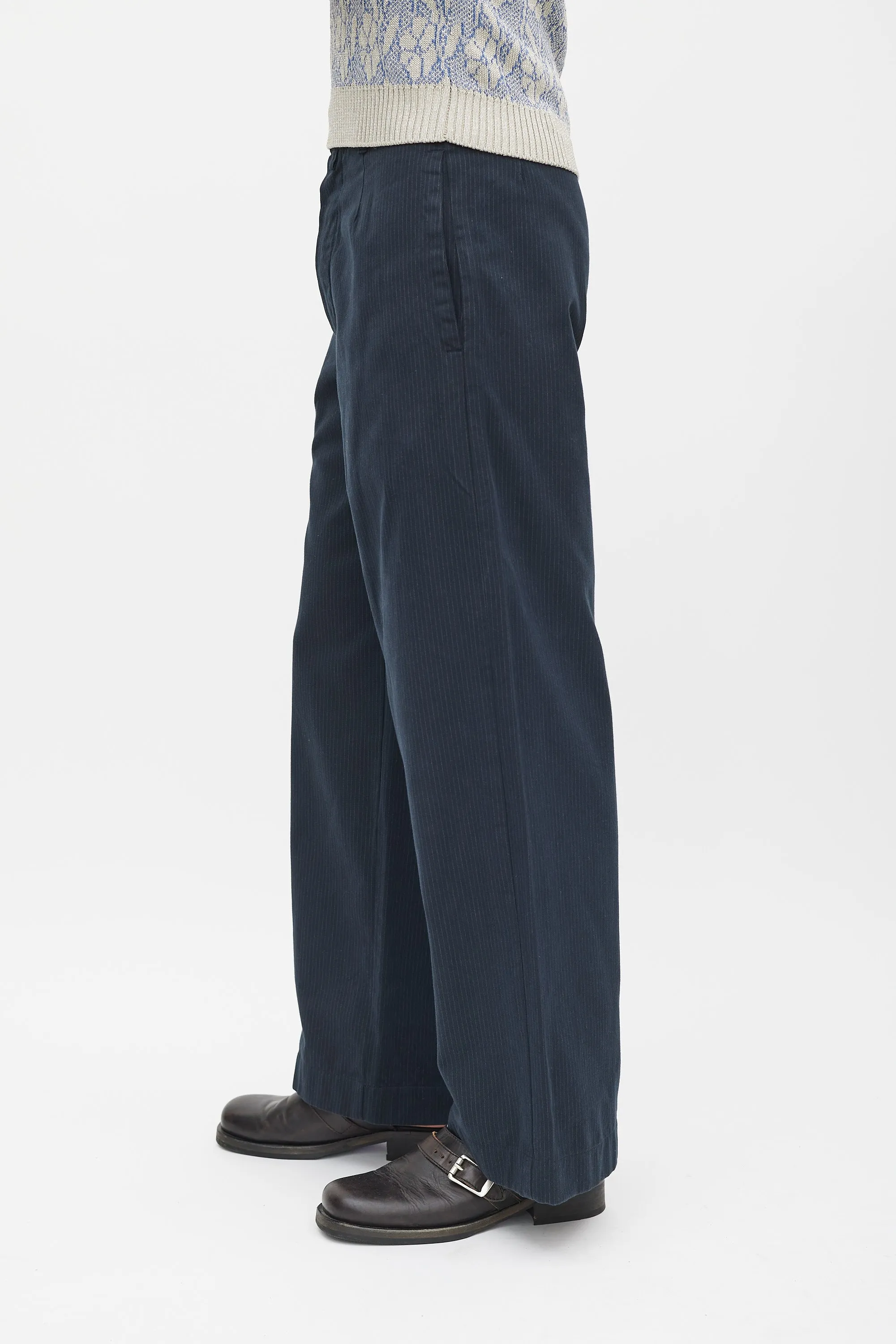 Black & Pink Pinstripe Wide Leg Trouser