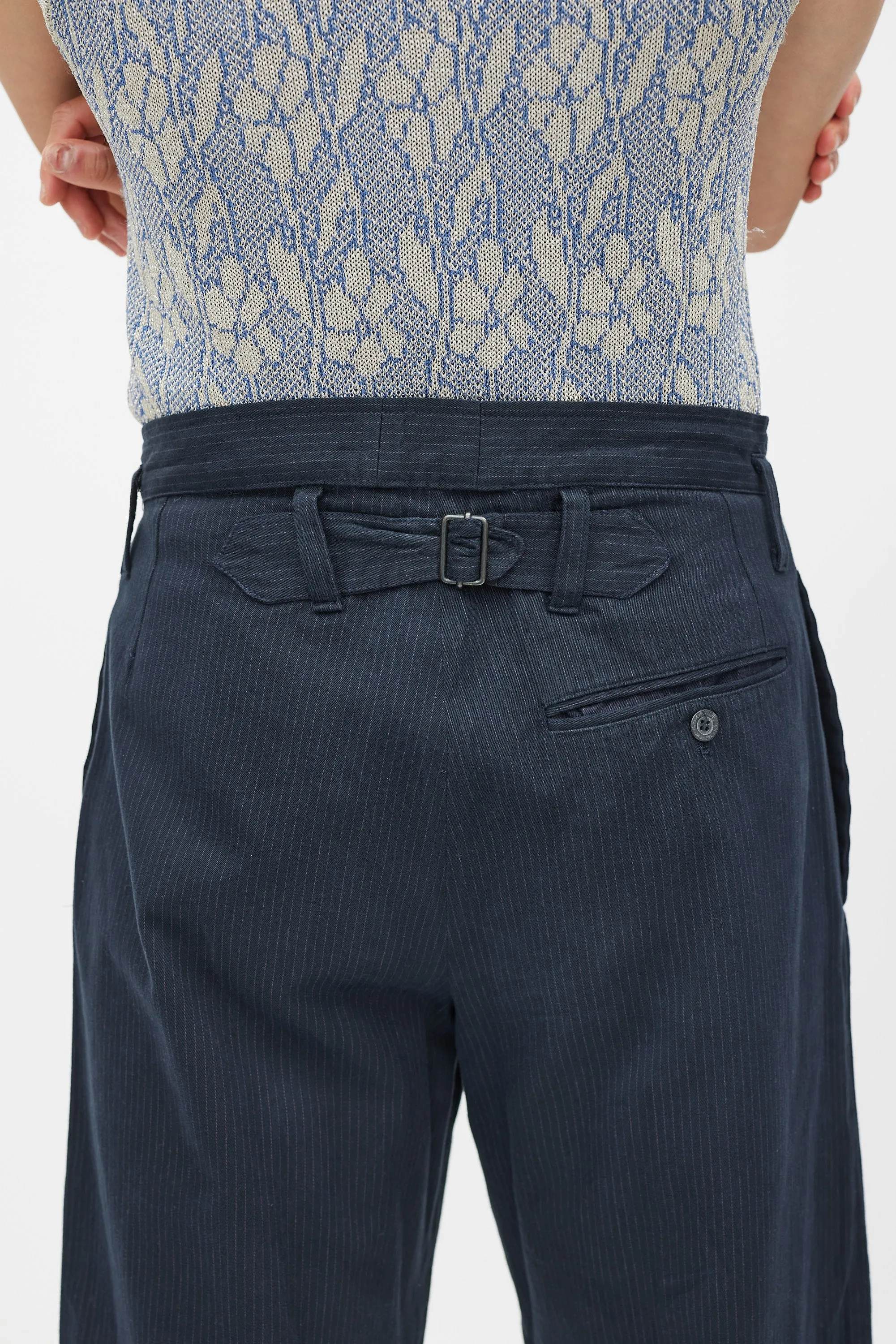 Black & Pink Pinstripe Wide Leg Trouser