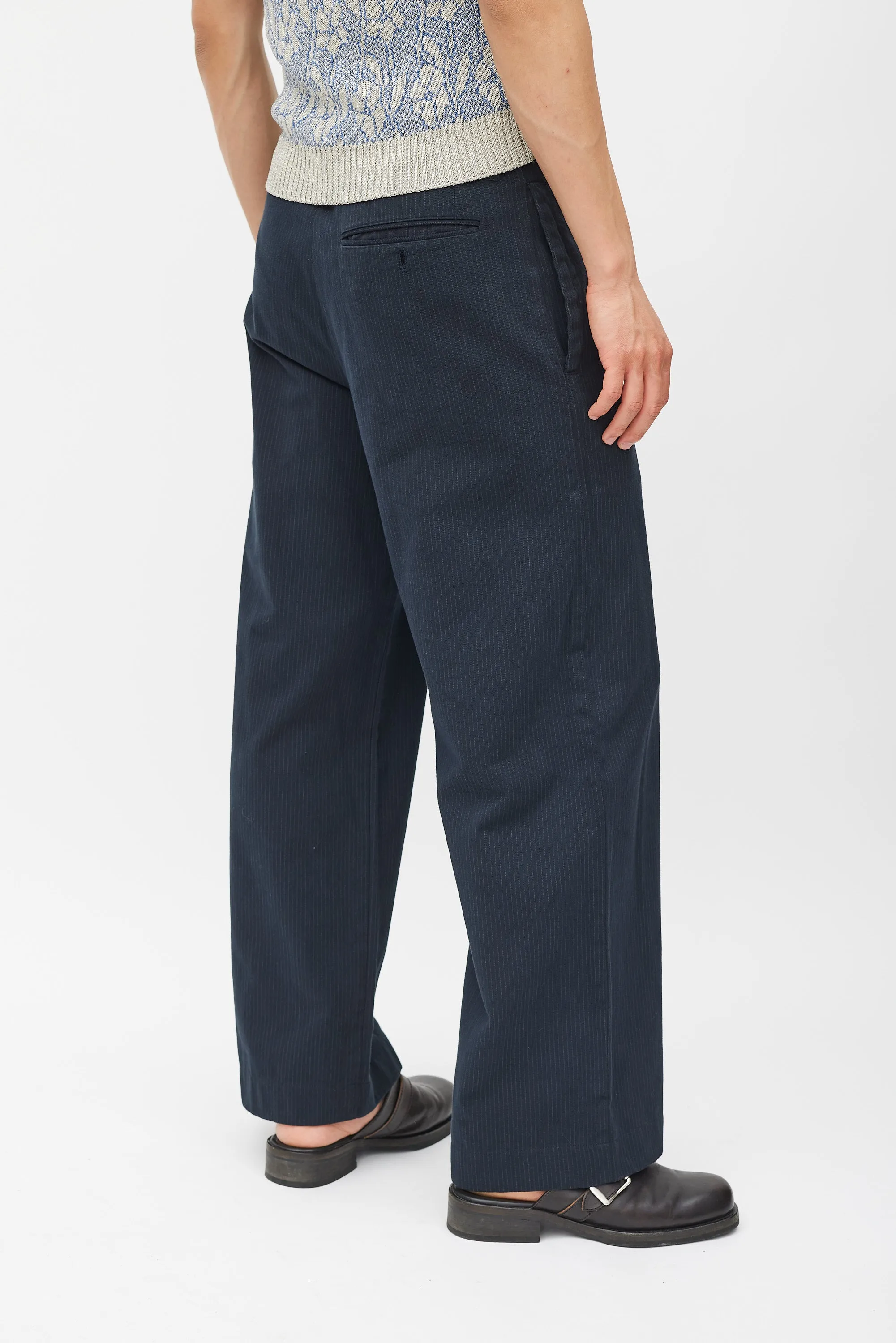 Black & Pink Pinstripe Wide Leg Trouser