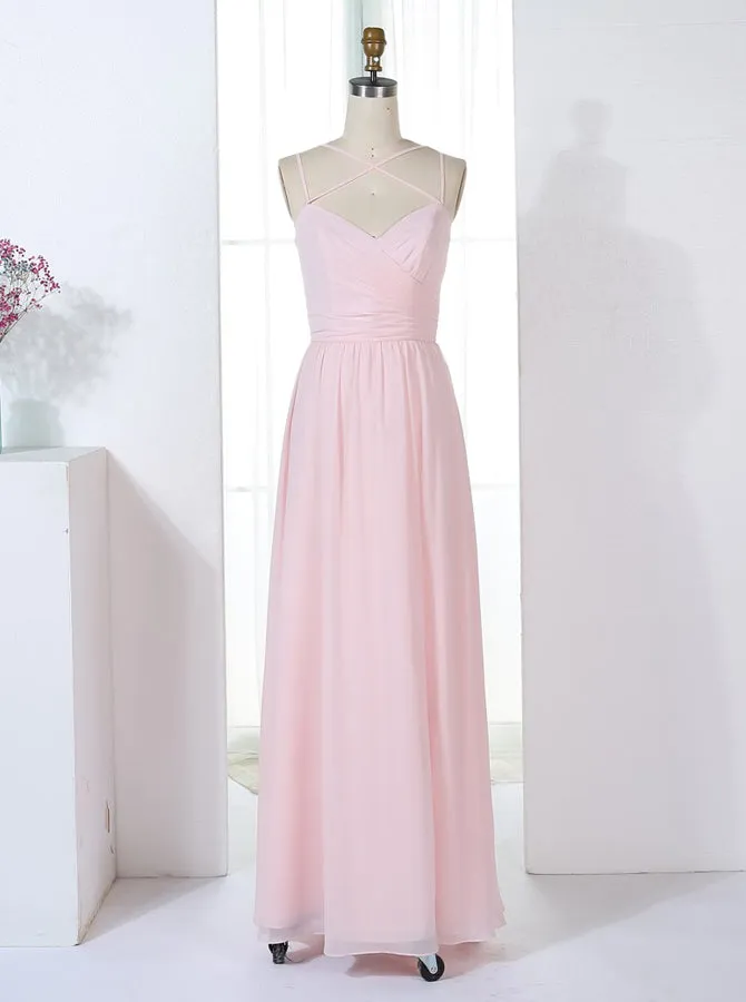 Blush Pink Bridesmaid Dresses,Bridesmaid Dress with Slit,Chiffon Bridesmaid Dress,BD00315