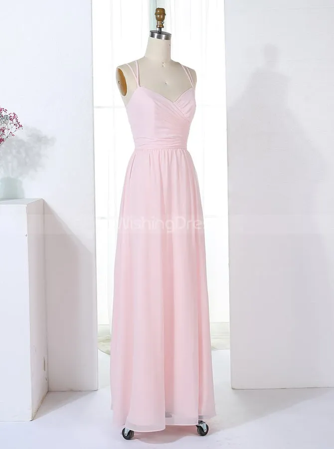 Blush Pink Bridesmaid Dresses,Bridesmaid Dress with Slit,Chiffon Bridesmaid Dress,BD00315
