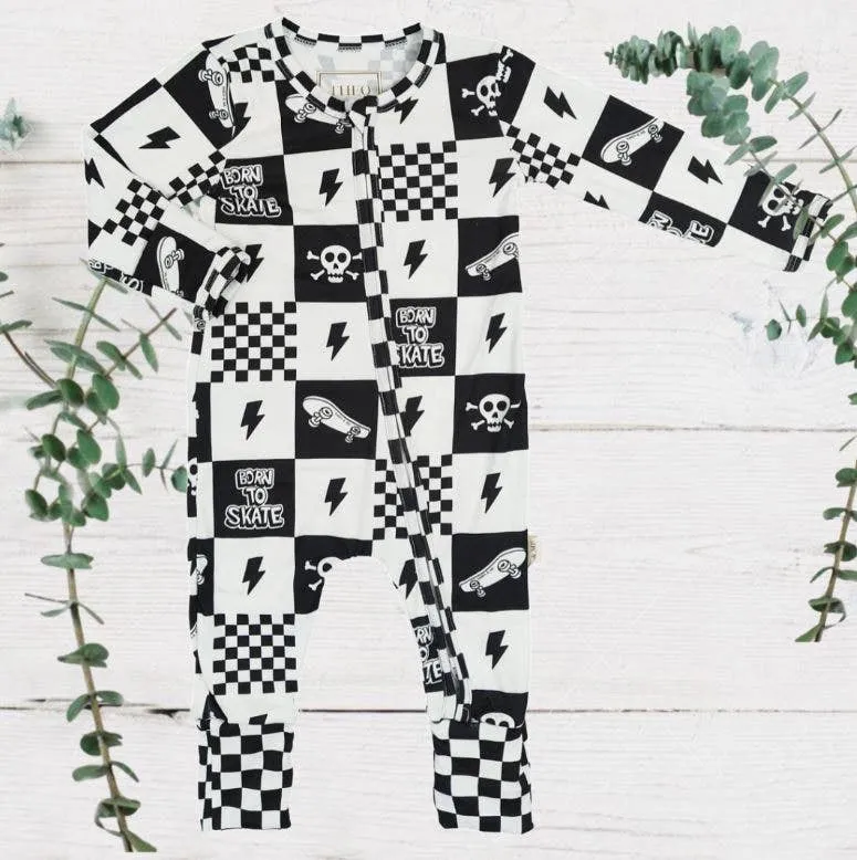 Boys Soft Sleepers With Double Zippers - Born to Skate Check