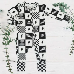 Boys Soft Sleepers With Double Zippers - Born to Skate Check