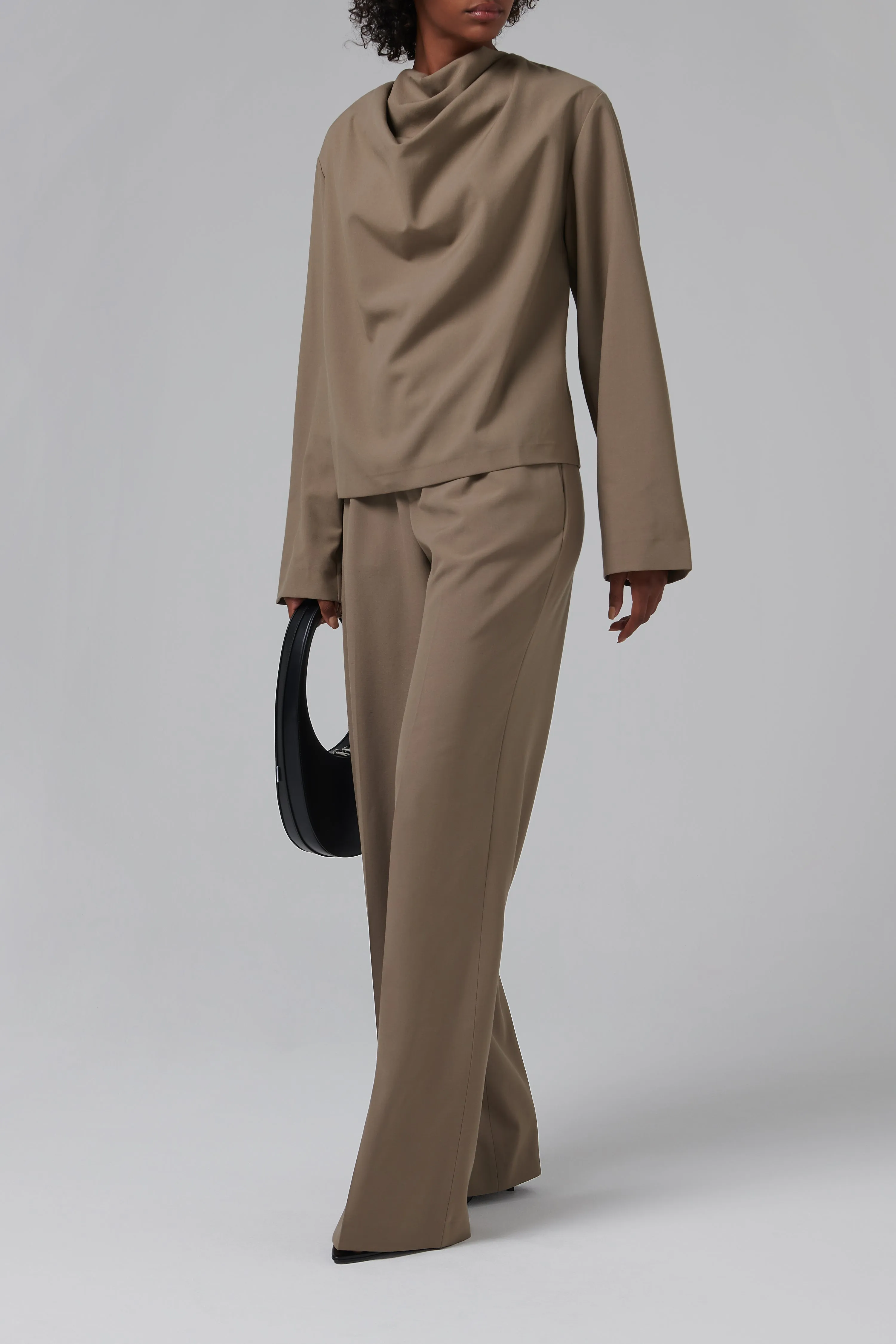 Brown Single Pleated Pants