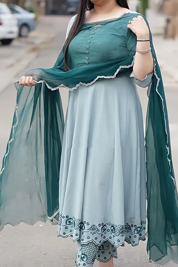 Casual simple anarkali dress for girls Pista 2021