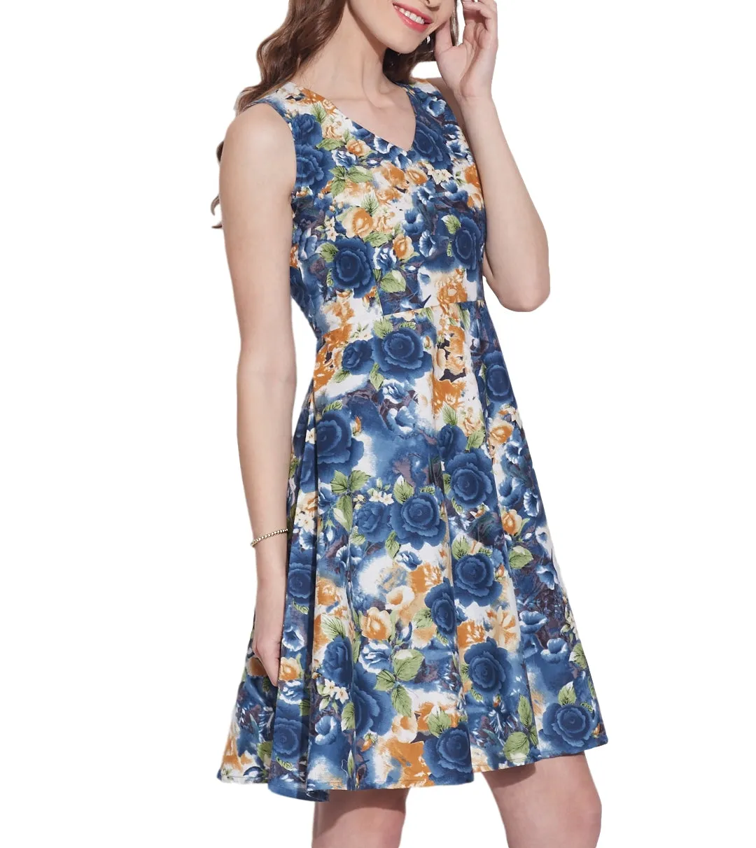 Clothes For Women Cotton Printed Dress,Machine Washable,W-CPD40-1620, Size-40 Inch