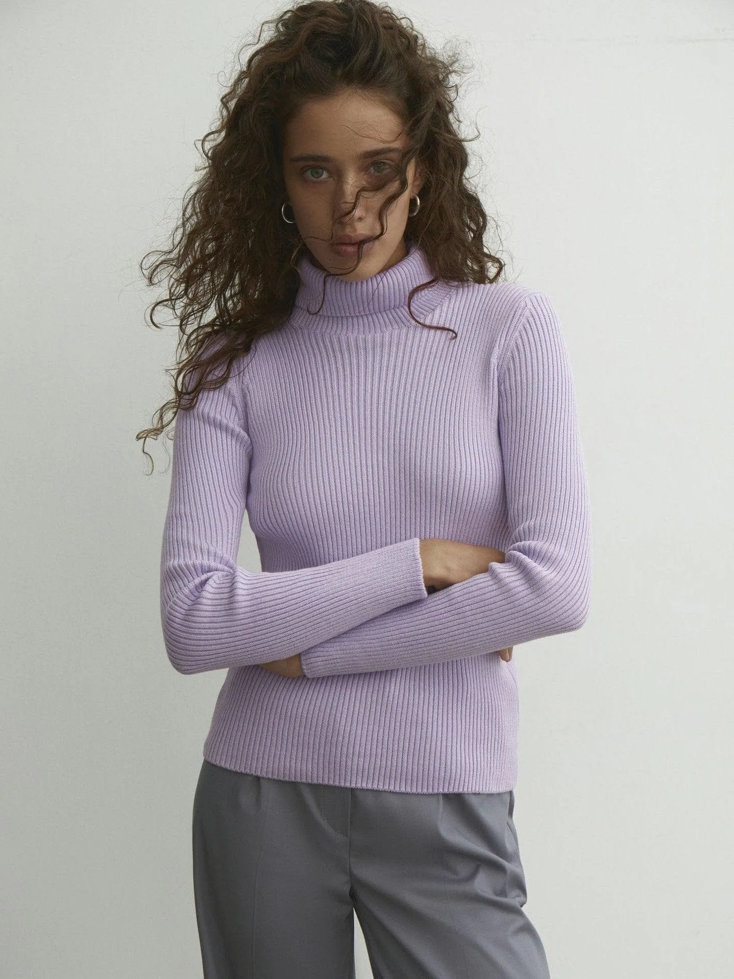 Collar Solid Color Women Daily Knit Top MY0062
