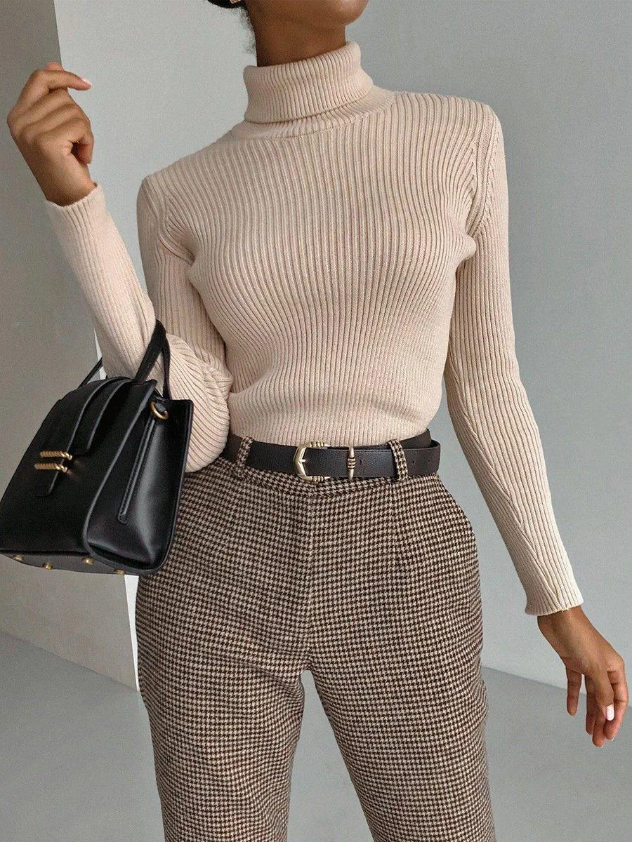 Collar Solid Color Women Daily Knit Top MY0062