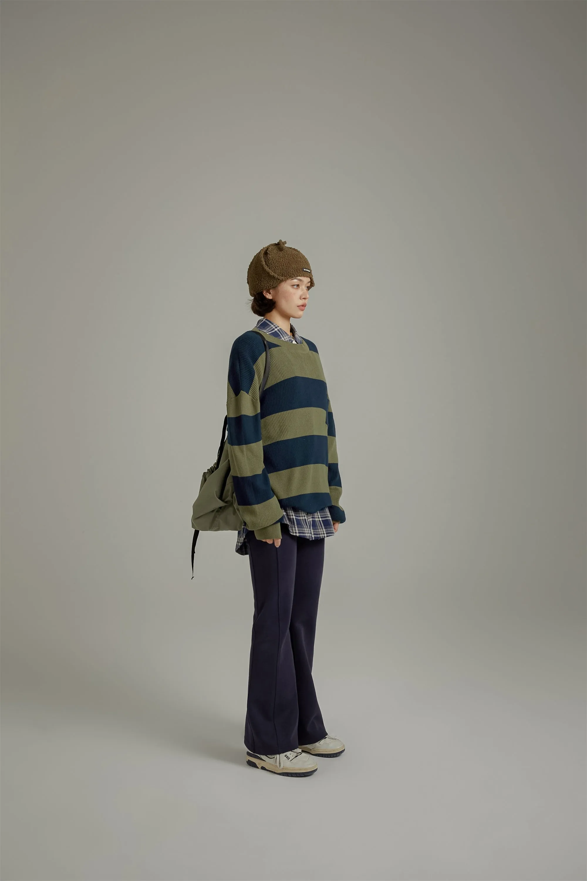 Color Pocket Stripe Knit Sweater