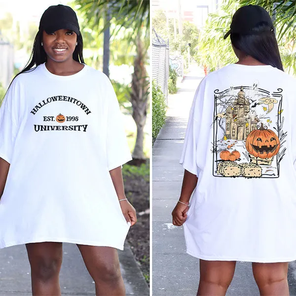 Comfy Halloweentown University Sweatshirt & Hoodie with Front & Back Design- Several Shirt Styles & Sizes