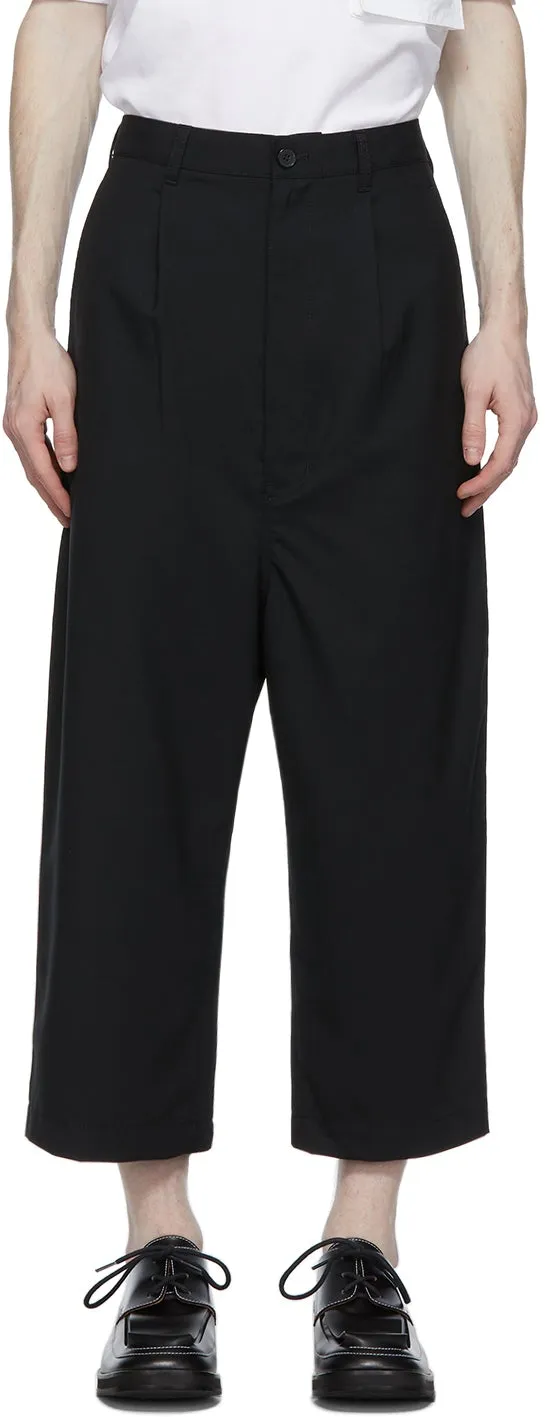 Comme des GarÃ§ons Homme Black Tropical Wool Wide-Leg Trousers