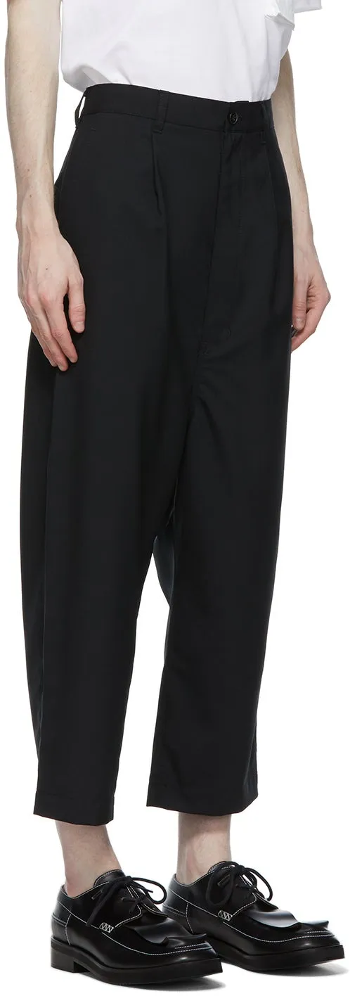 Comme des GarÃ§ons Homme Black Tropical Wool Wide-Leg Trousers