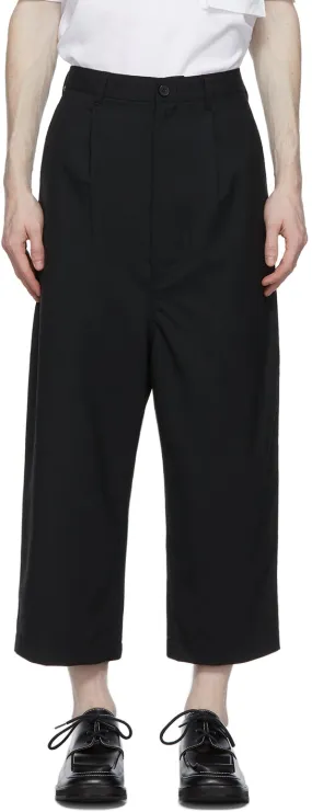 Comme des GarÃ§ons Homme Black Tropical Wool Wide-Leg Trousers
