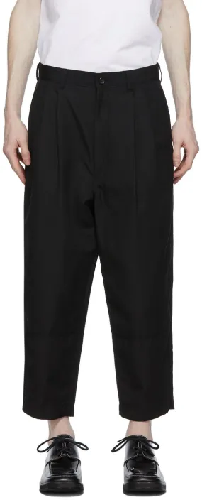 Comme des GarÃ§ons Homme Black Wool Ramie Trousers