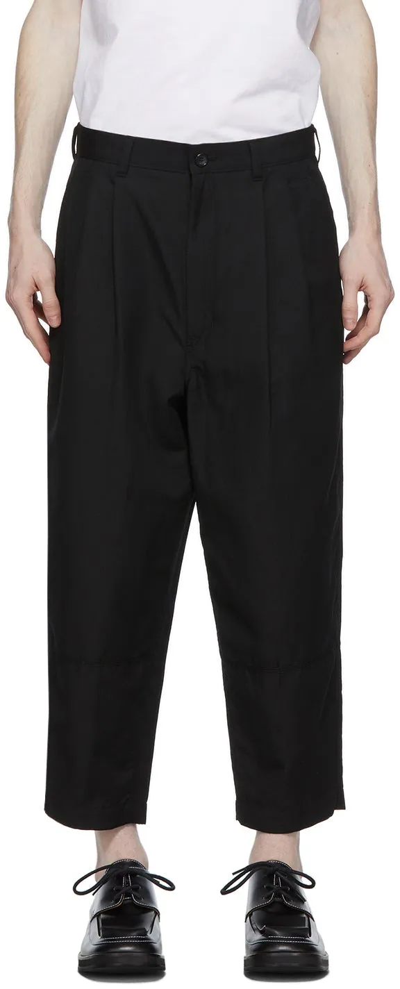 Comme des GarÃ§ons Homme Black Wool Ramie Trousers