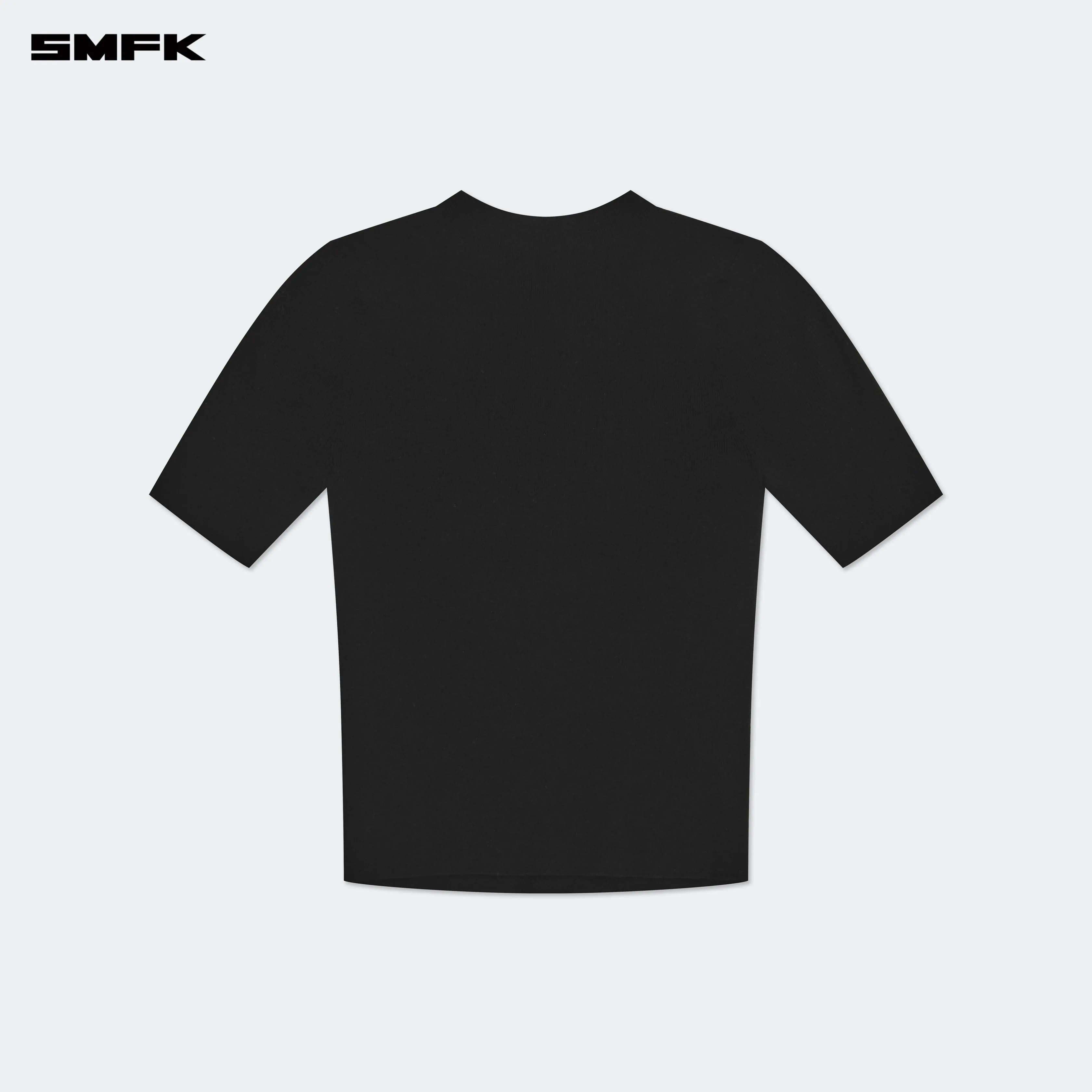 Compass Hug High Neck Seamless Knit Tee Black
