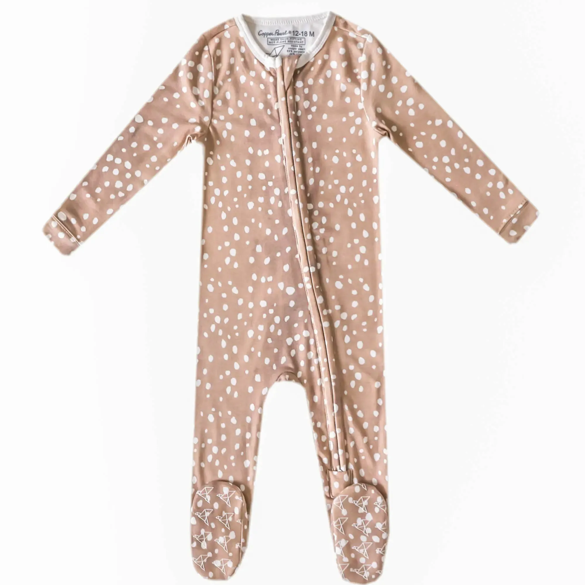 Copper Pearl Zip-Up Footie / Fawn