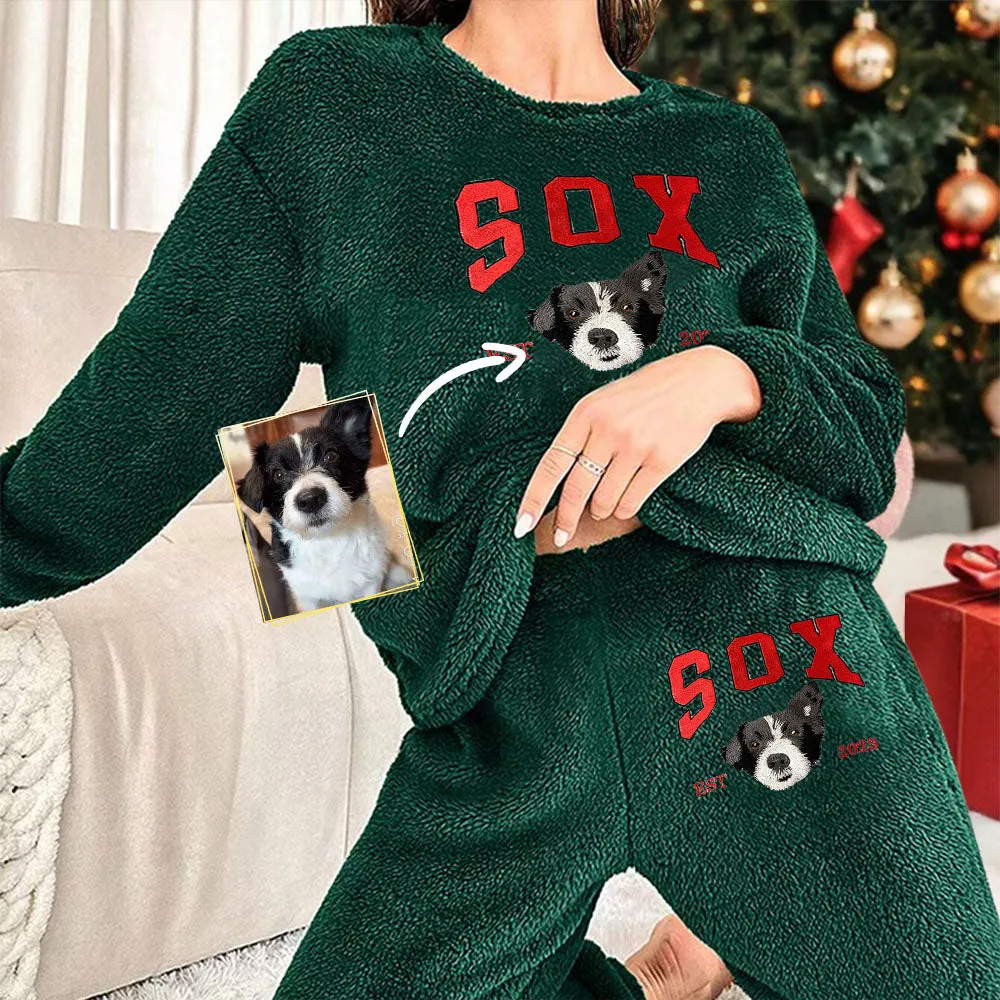 Custom embroidered pet Flannel Pajamas Set embroidered Personalized, holiday Gift, embroidery Flannel Pajamas Set, gift for friends