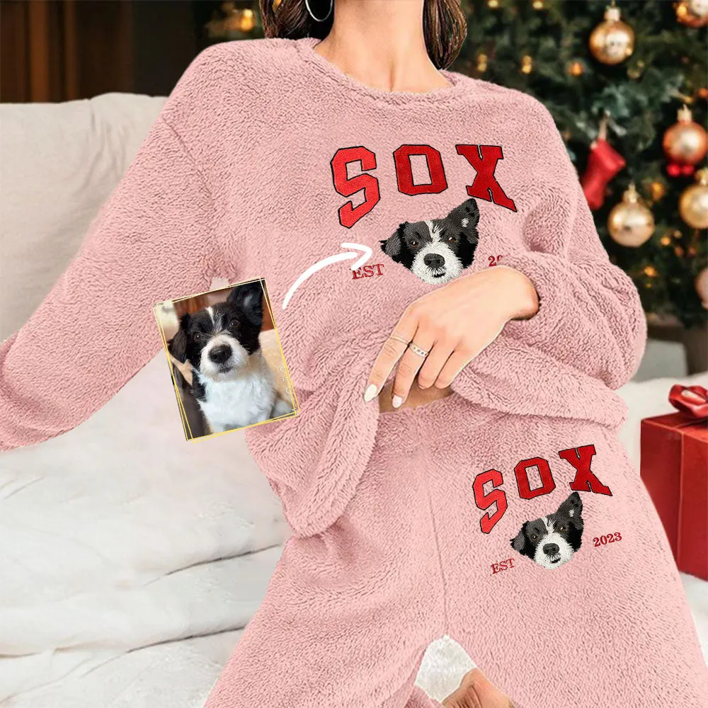 Custom embroidered pet Flannel Pajamas Set embroidered Personalized, holiday Gift, embroidery Flannel Pajamas Set, gift for friends