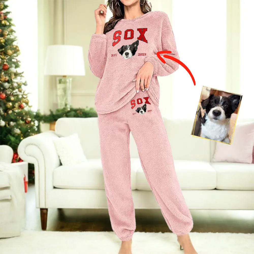 Custom embroidered pet Flannel Pajamas Set embroidered Personalized, holiday Gift, embroidery Flannel Pajamas Set, gift for friends