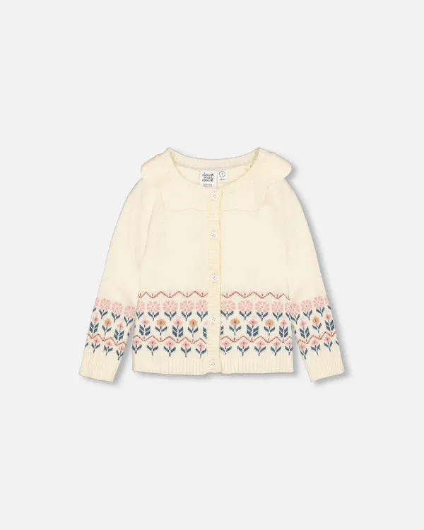 Deux Par Deux Baby Girl Knit Cardigan G20ET31-101 Off White *