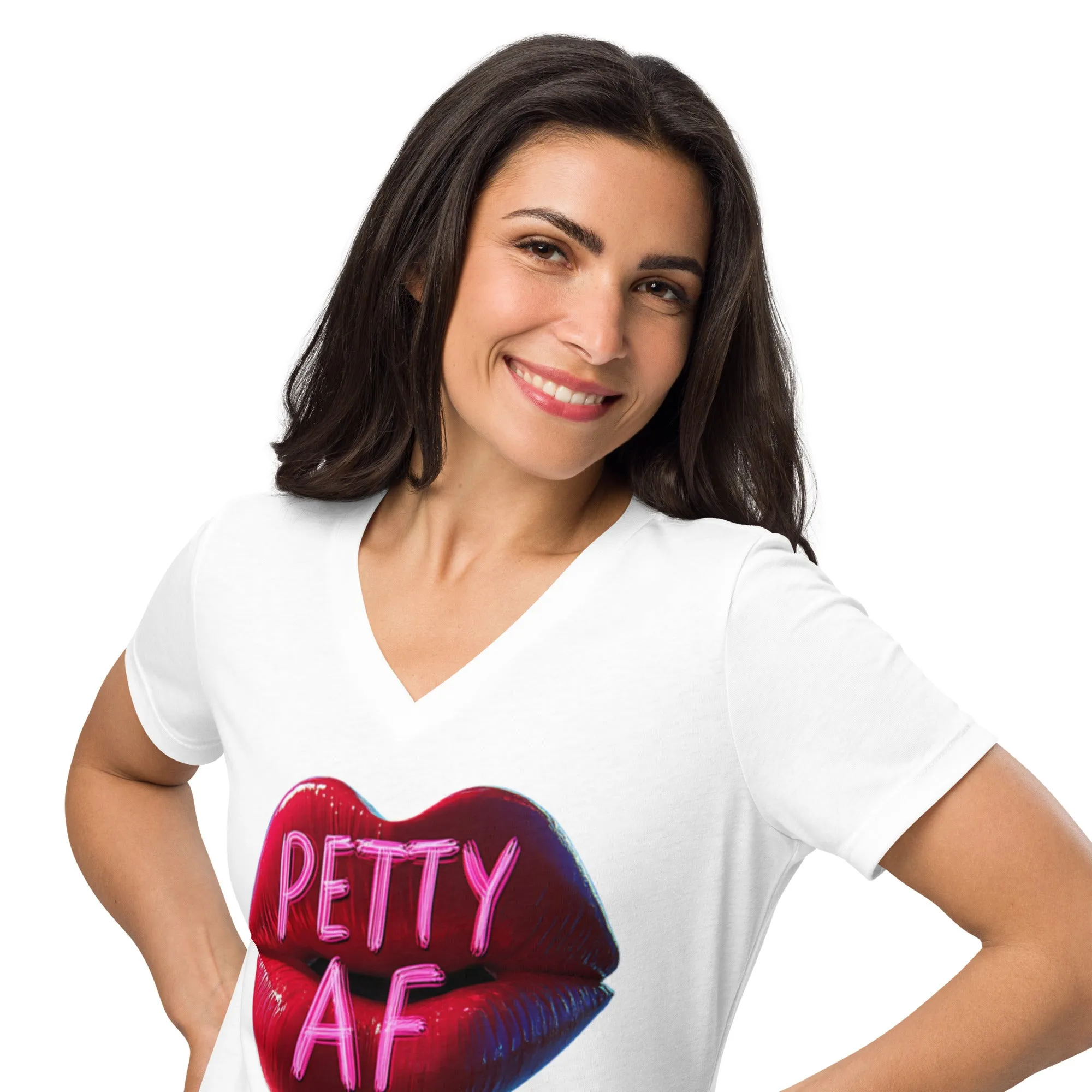 DUO MODERN "PETTY AF" Women's Relaxed V-neck T-shirt