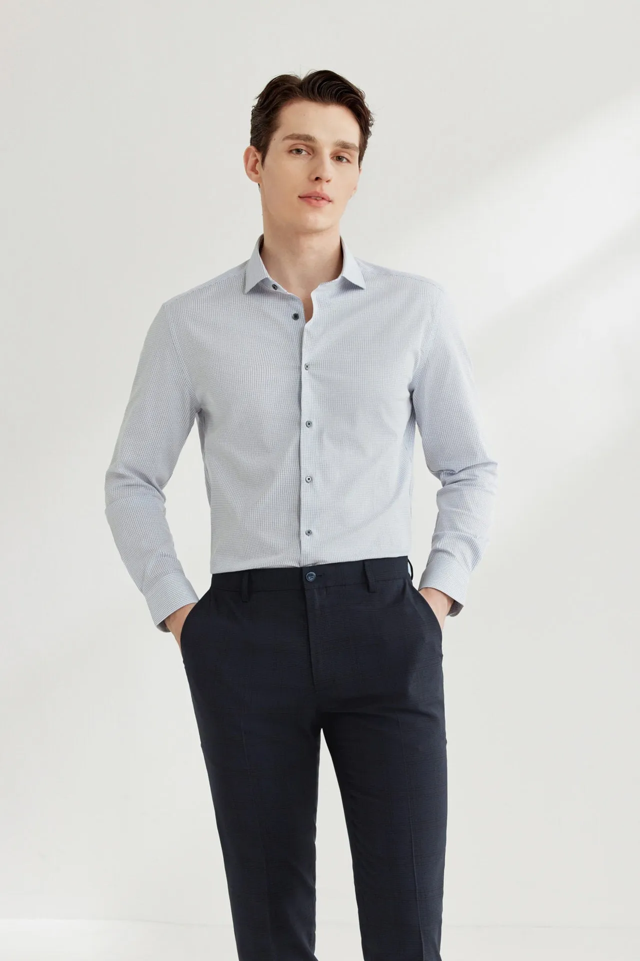 Easy Care Stretch Check Shirt in Smart Fit Long Sleeve
