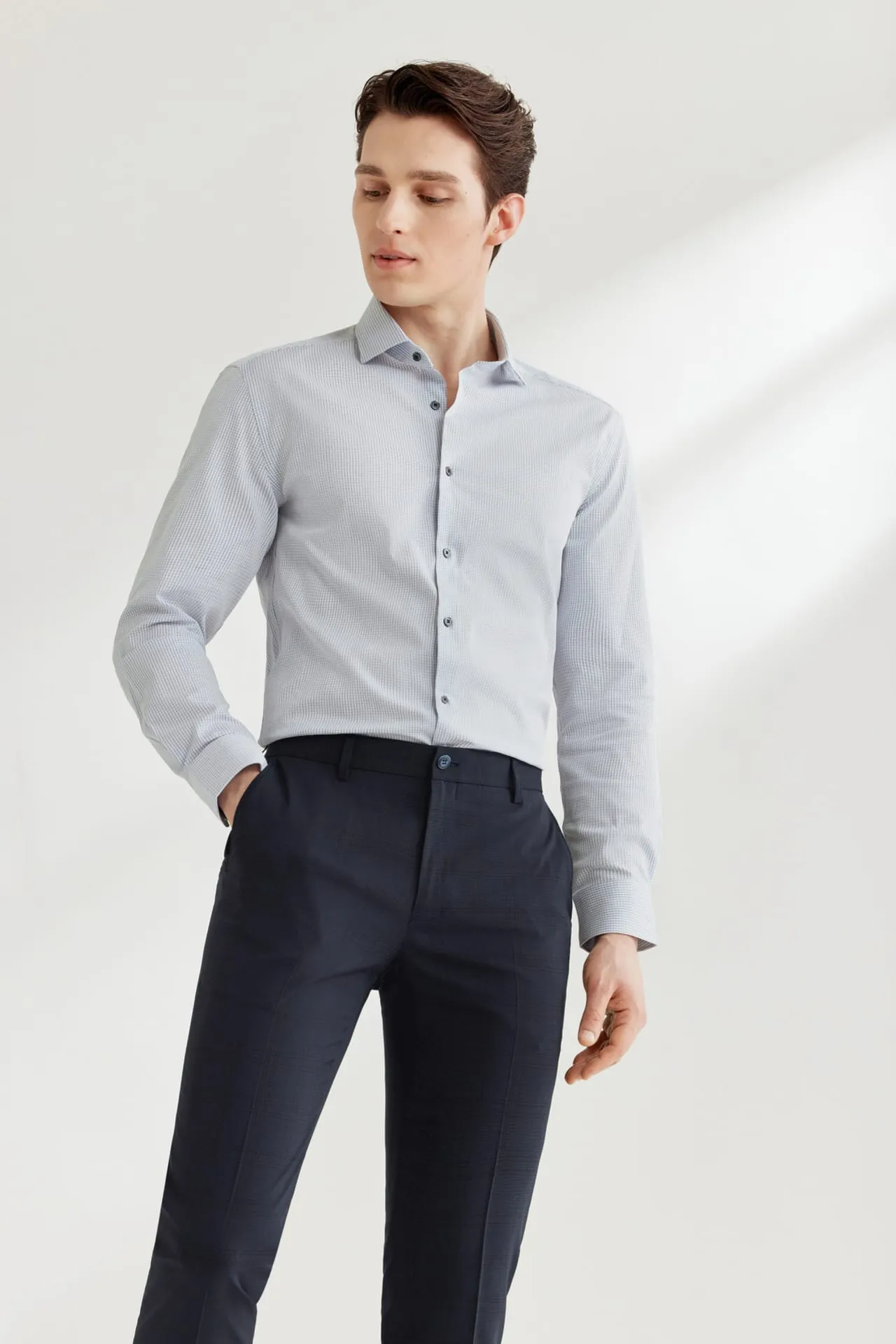 Easy Care Stretch Check Shirt in Smart Fit Long Sleeve