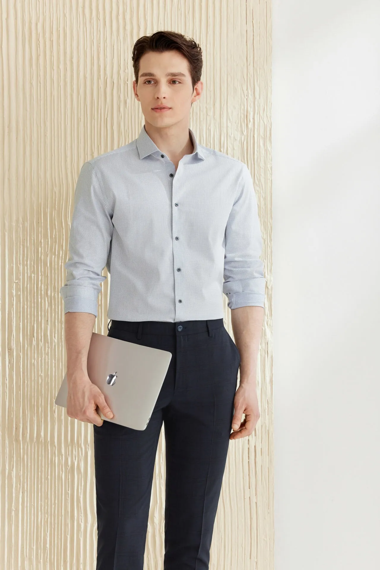 Easy Care Stretch Check Shirt in Smart Fit Long Sleeve