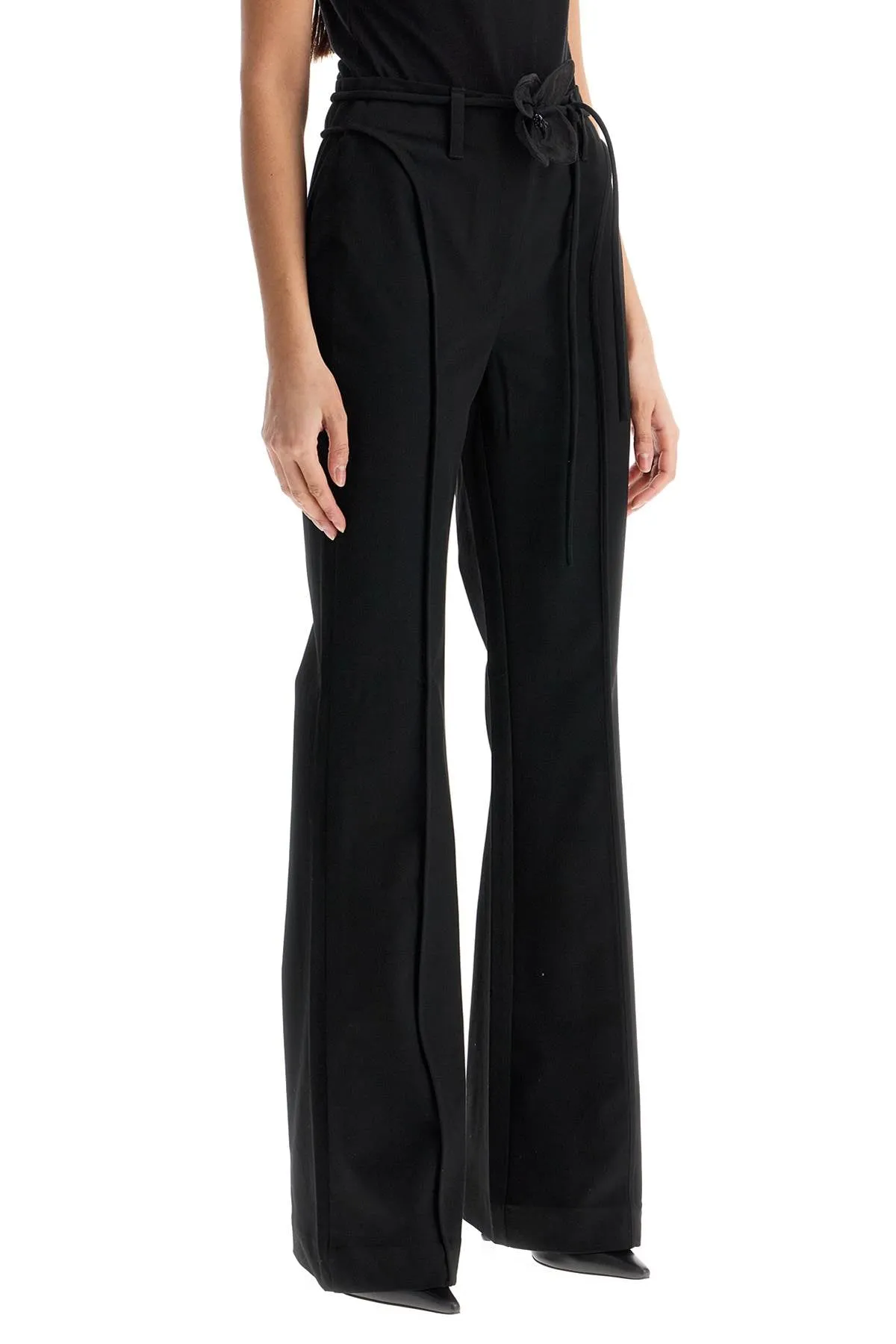 elegant pink recycled polyester women's trousers 113592100 BLACK