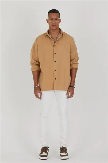 erkek gabardin oversize gömlek