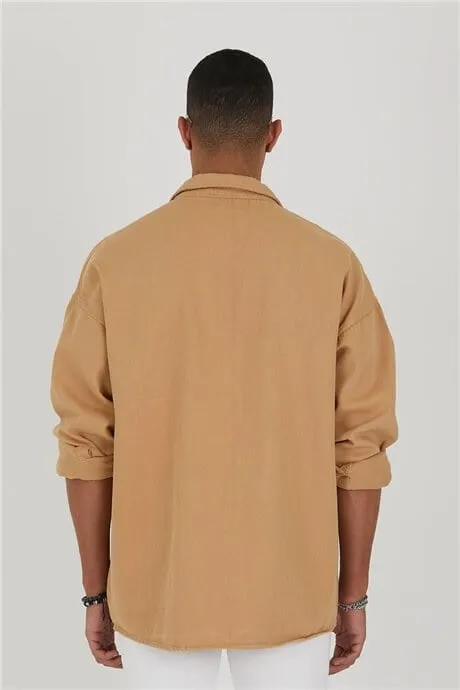 erkek gabardin oversize gömlek