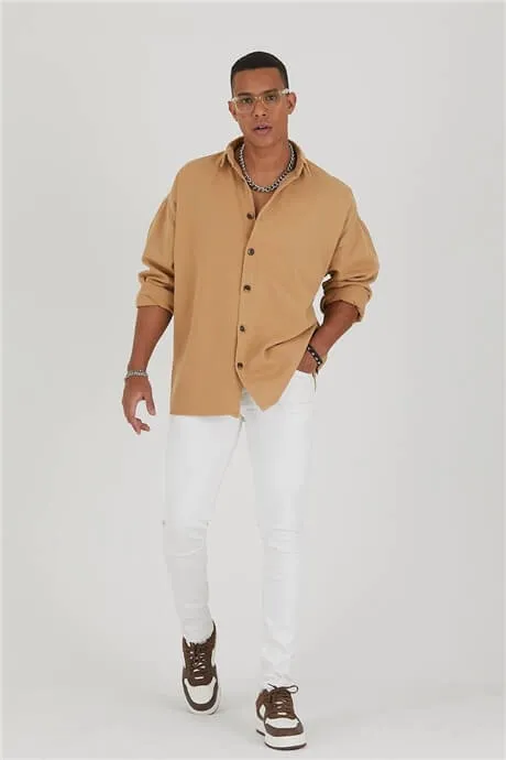 erkek gabardin oversize gömlek