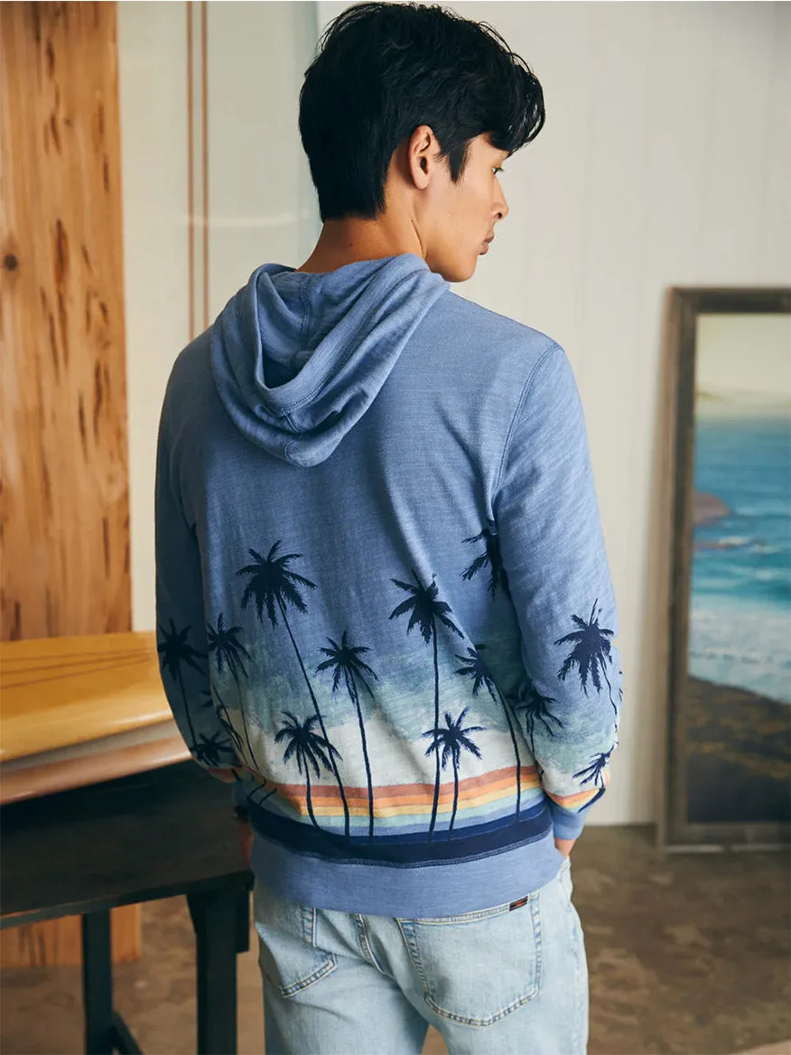 Faherty Brand Sunwashed Slub Hoodie in Palm Rainbow Ombre