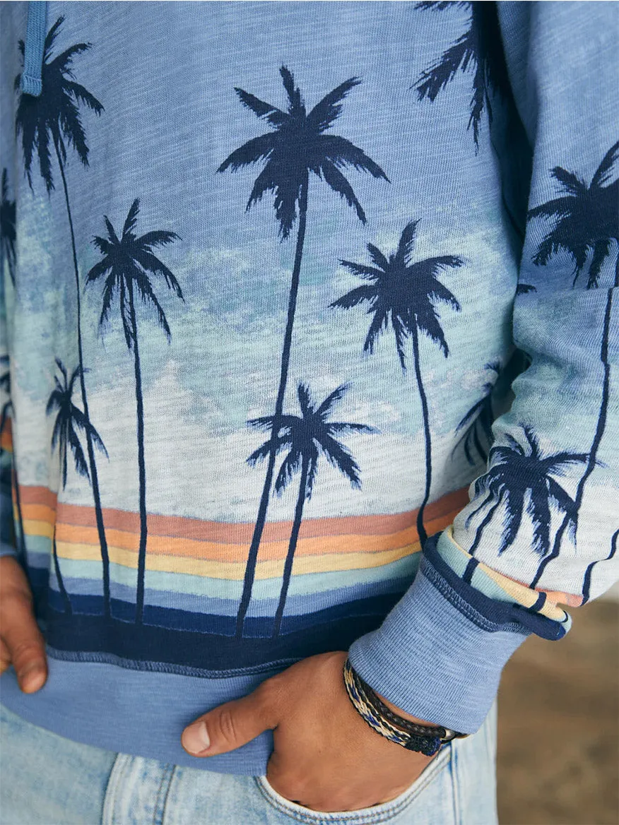 Faherty Brand Sunwashed Slub Hoodie in Palm Rainbow Ombre