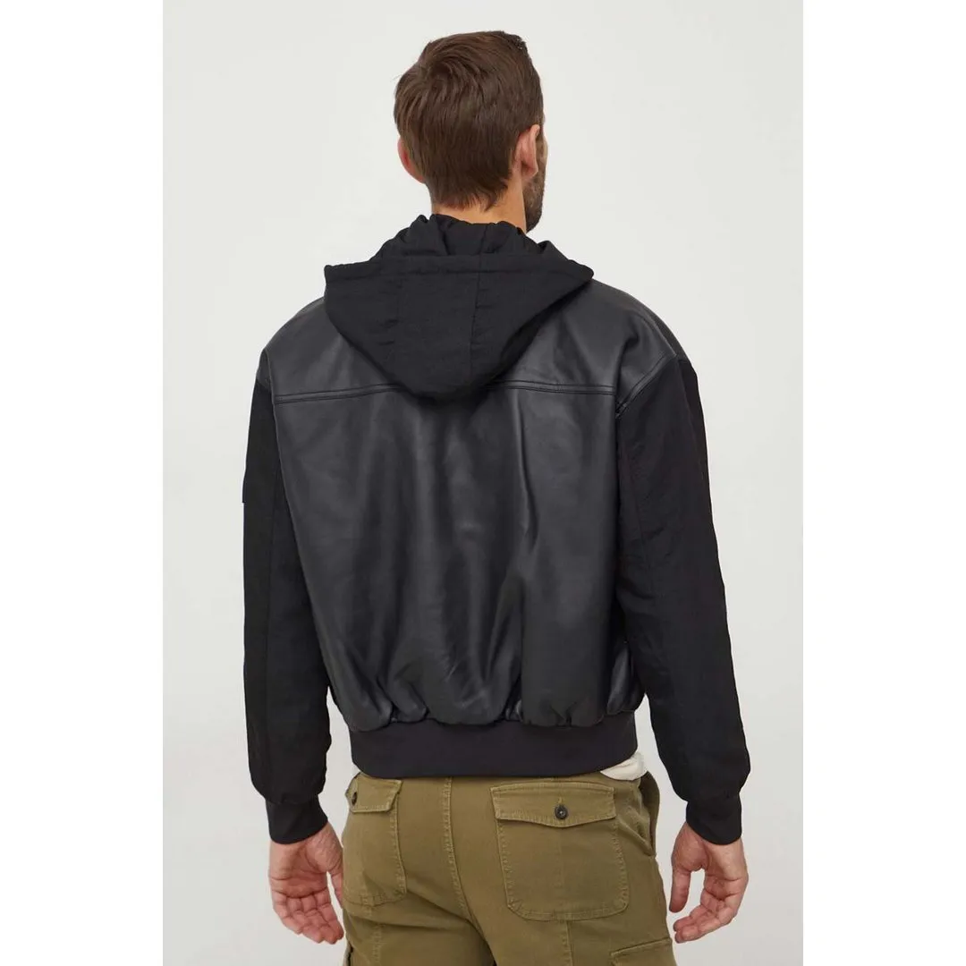 Faux Leather Bomber/ Beh/ Xl