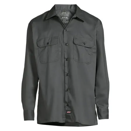 Genuine Dickies Men's FLEX Long Sleeve Work Shirt with Temp Control Cooling, Charcoal, XL