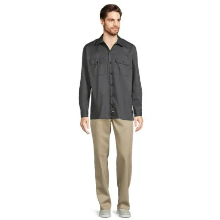 Genuine Dickies Men's FLEX Long Sleeve Work Shirt with Temp Control Cooling, Charcoal, XL