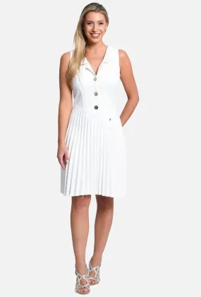 Linda Pleated Dress - White