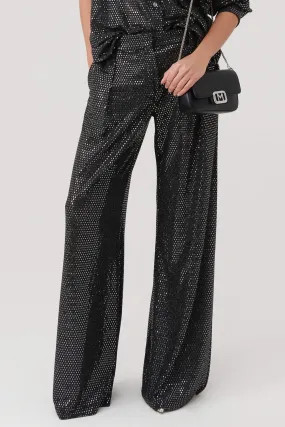 Marella Oronte 2337860937200 Black Metallic Wide Leg Trousers