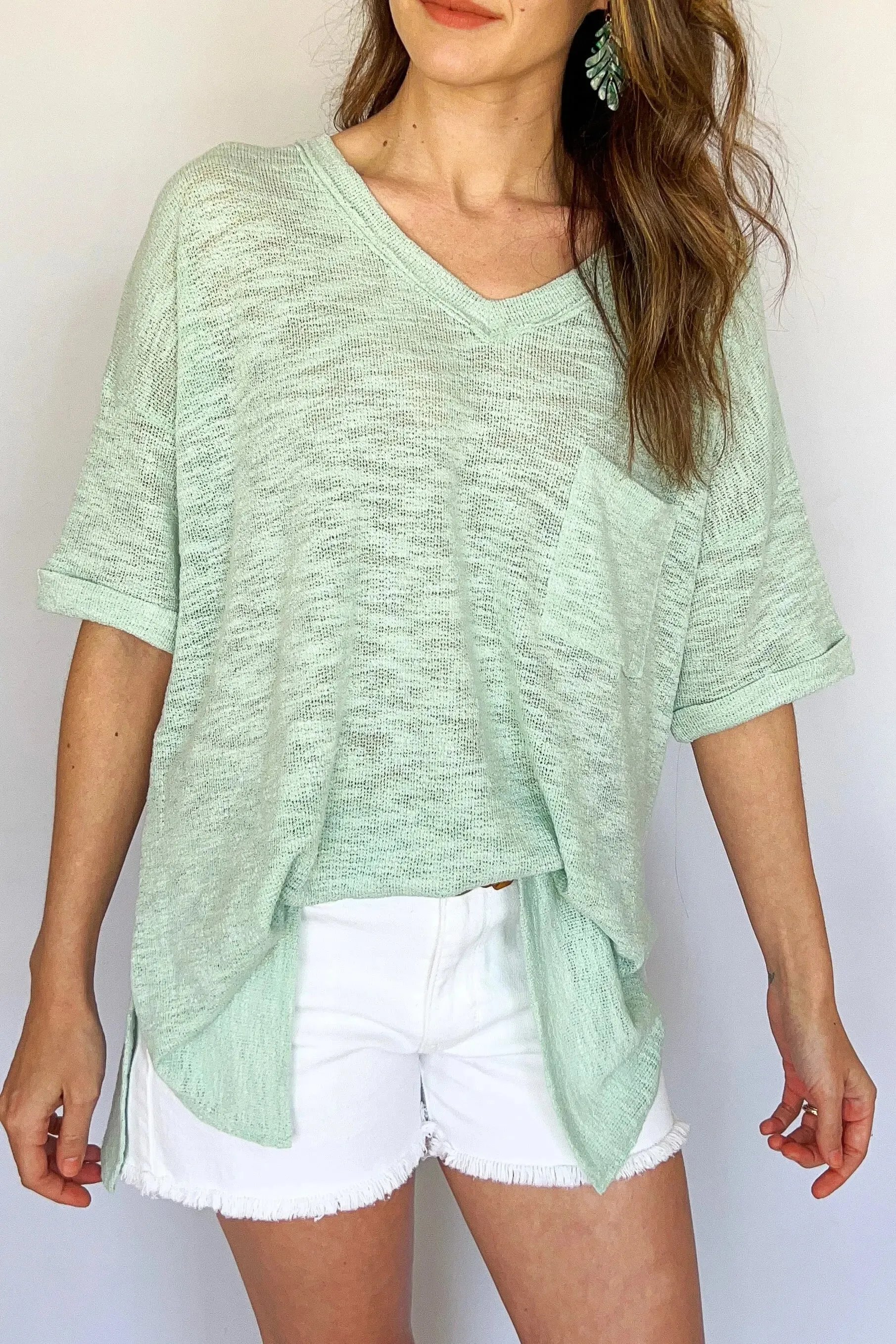 Mint Relaxed Short Sleeve Pocket Tee