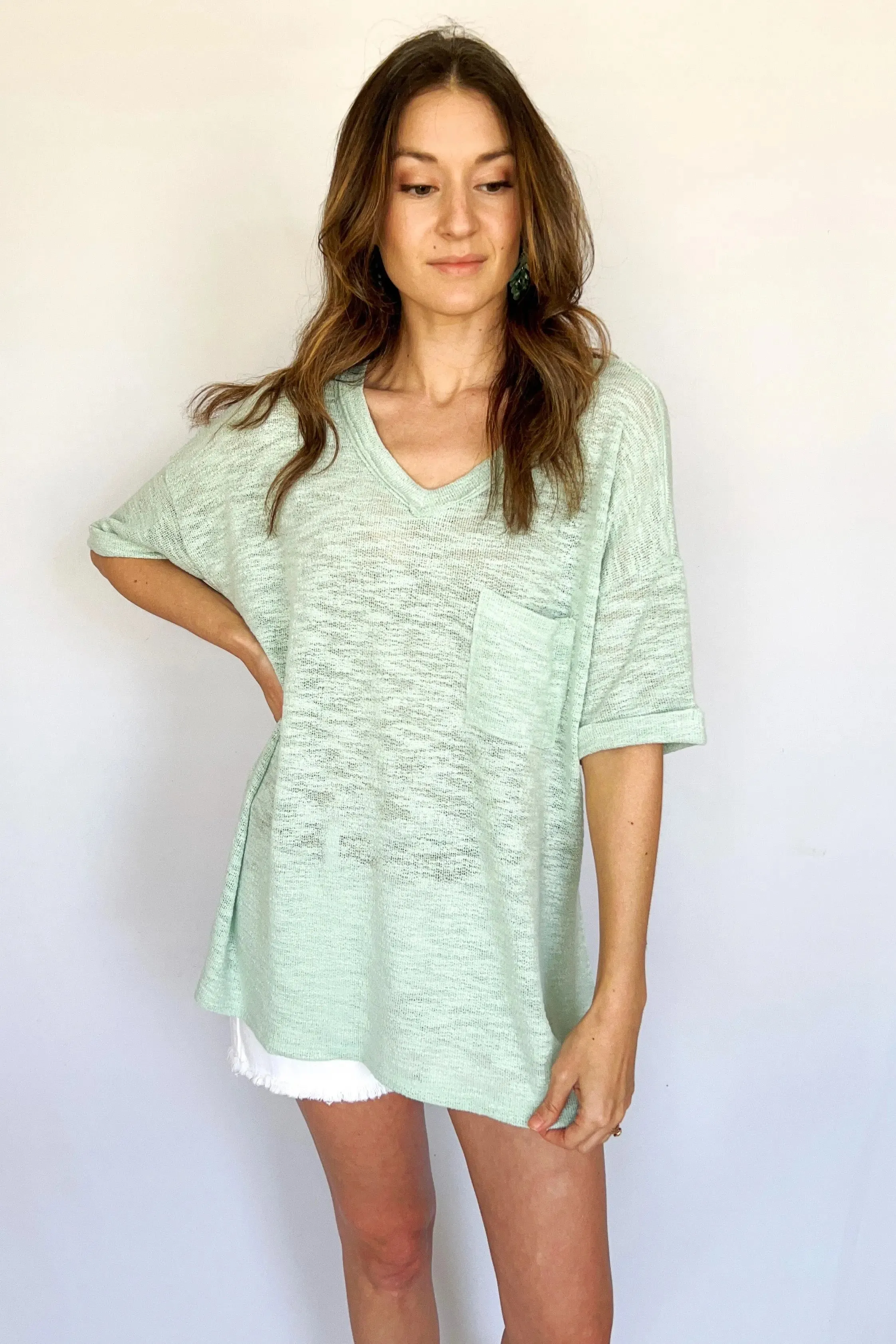 Mint Relaxed Short Sleeve Pocket Tee