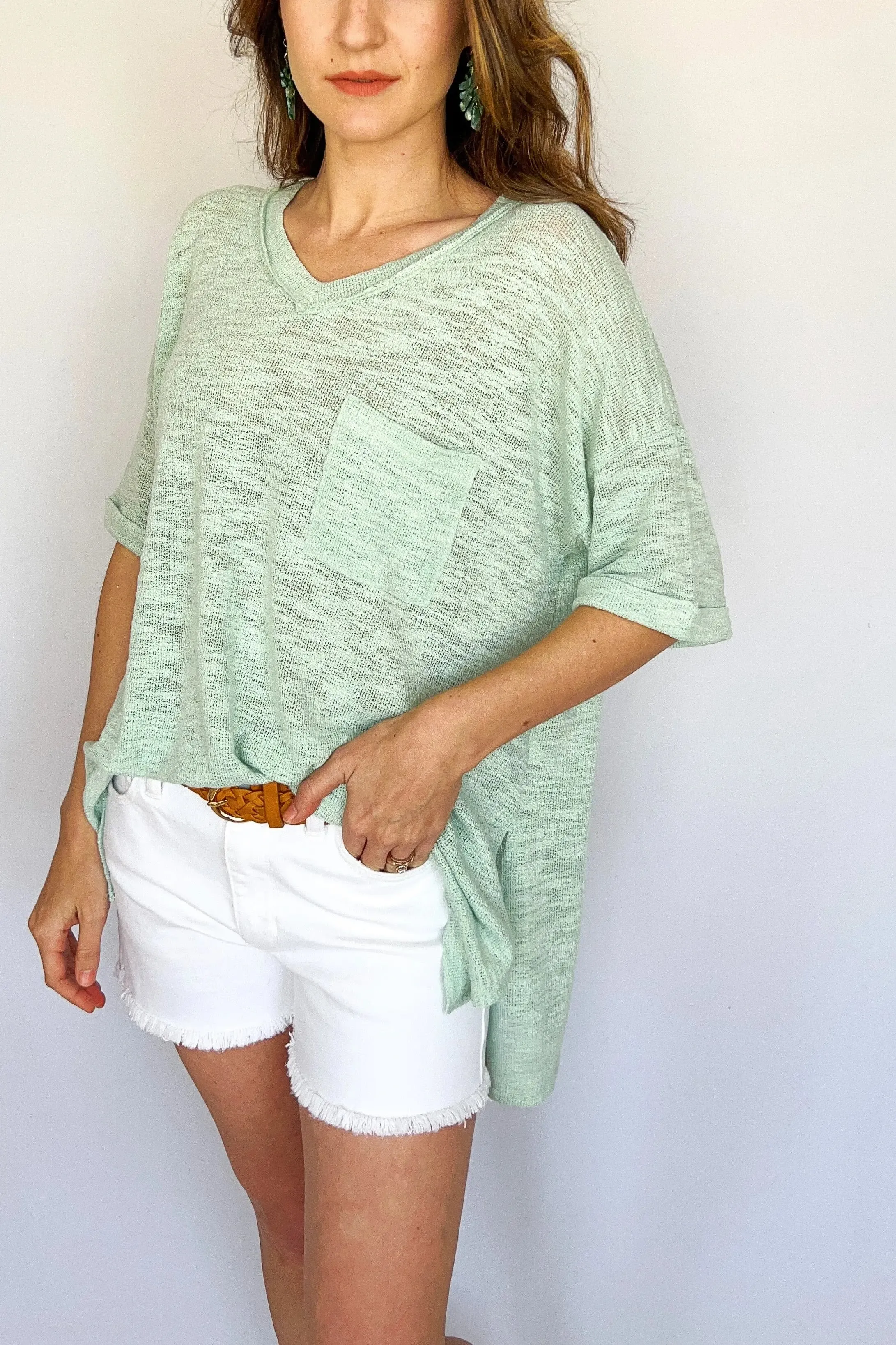 Mint Relaxed Short Sleeve Pocket Tee