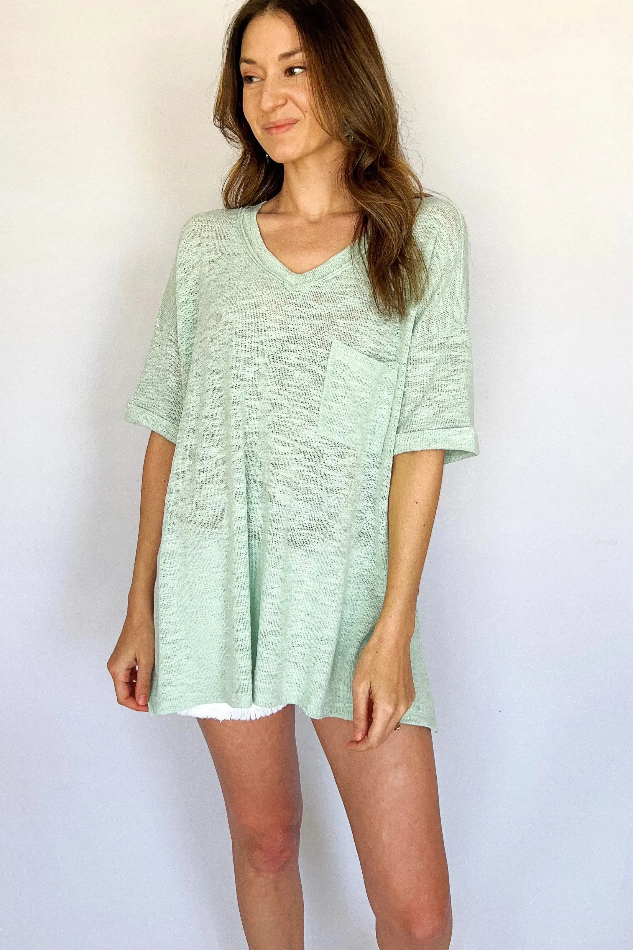 Mint Relaxed Short Sleeve Pocket Tee