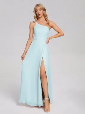Mist Bridesmaid Dresses Simple One-Shoulder Chiffon Bridesmaid Dresses
