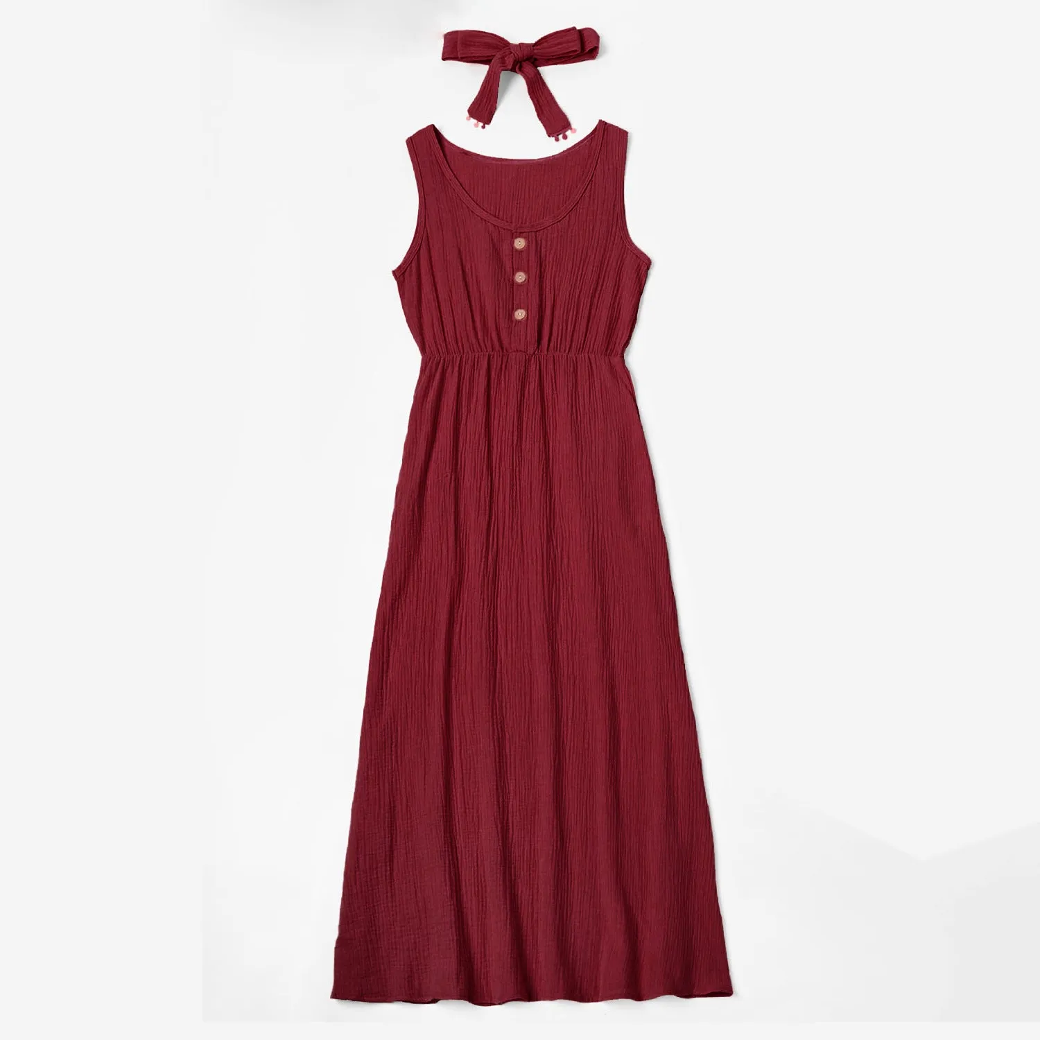 Mother and Daughter Dress Sleeveless Matching Set with Headband