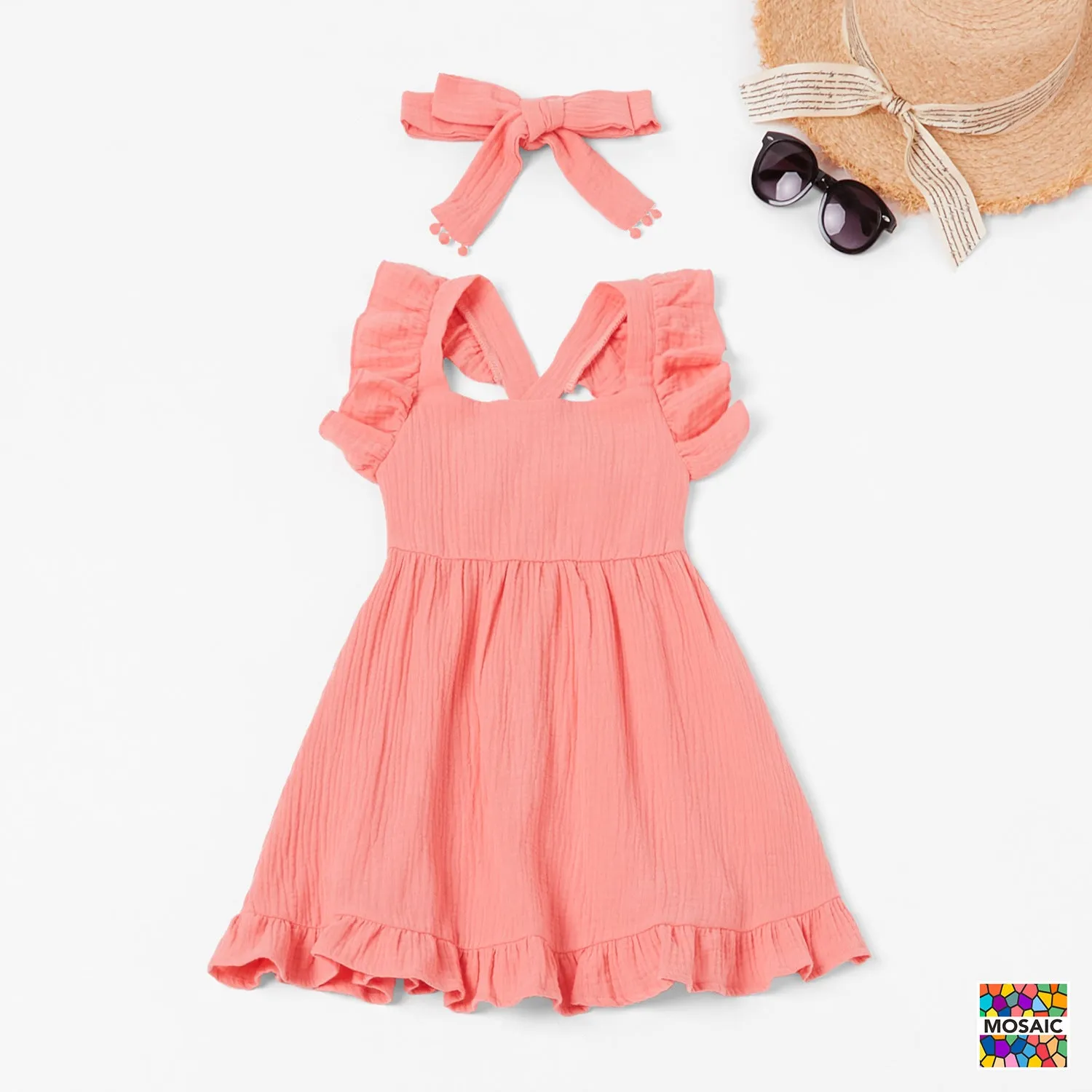 Mother and Daughter Dress Sleeveless Matching Set with Headband