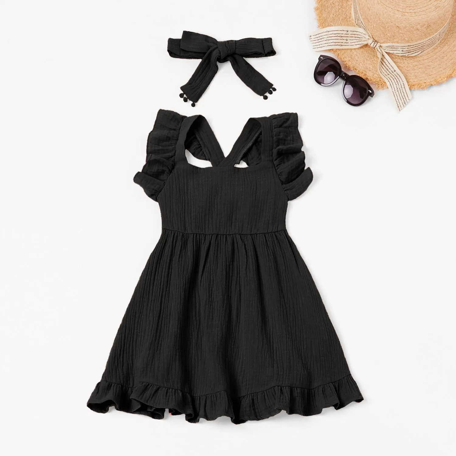 Mother and Daughter Dress Sleeveless Matching Set with Headband